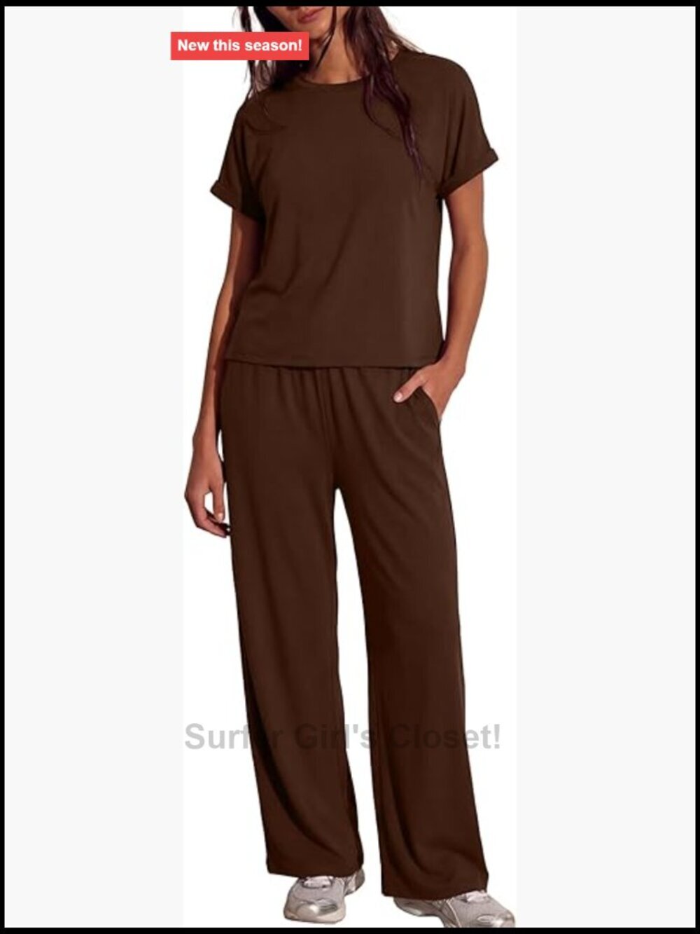 Women's 2 Piece Lounge Set Short Sleeve Top Wide Leg Pants Casual Tracksuit
